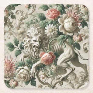 Dessous De Verre Carré Bloombound Sentinel – Conception florale gothique