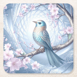 Dessous De Verre Carré Blue Bird Floral Paper Coaster