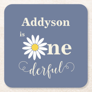 Dessous De Verre Carré Blue Daisy Onederday Premier anniversaire