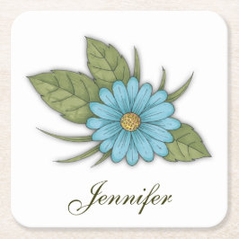 Dessous De Verre Carré Blue Daisy Personnalisable