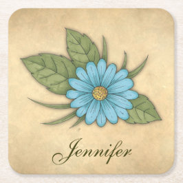 Dessous De Verre Carré Blue Daisy Personnalisable