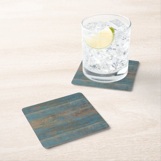 Dessous De Verre Carré Blue Faux Beach Bois Texture (En situation)