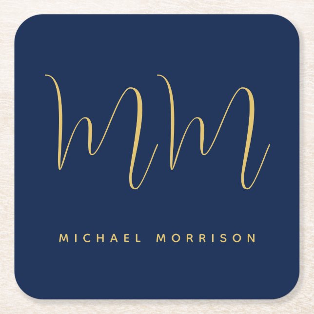Dessous De Verre Carré Blue Gold Colours Professionnel Lettres initiales  (Devant)
