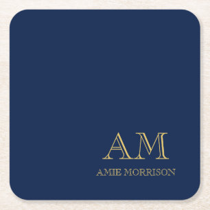 Dessous De Verre Carré Blue Gold Colours Professionnel Lettres initiales 