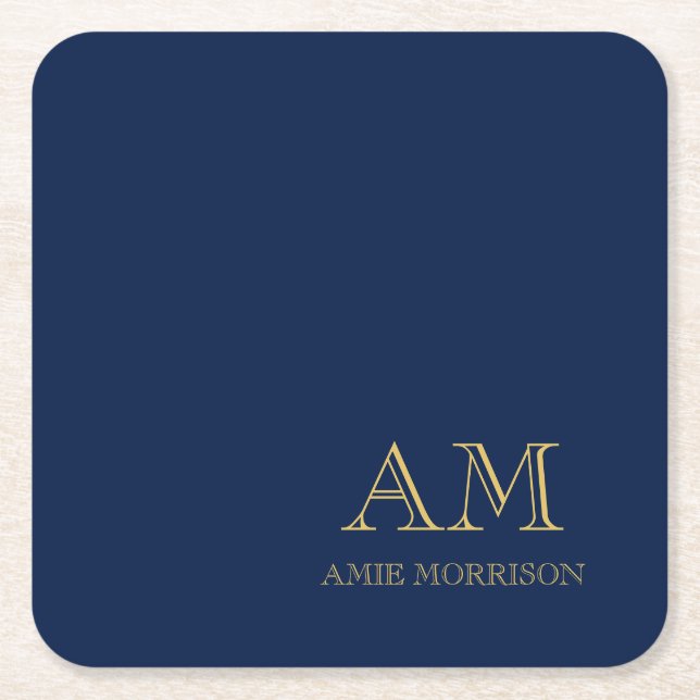 Dessous De Verre Carré Blue Gold Colours Professionnel Lettres initiales  (Devant)