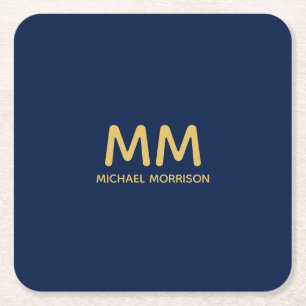 Dessous De Verre Carré Blue Gold Colours Professionnel Lettres initiales 