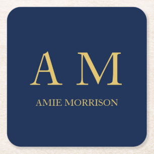 Dessous De Verre Carré Blue Gold Colours Professionnel Lettres initiales 