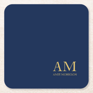 Dessous De Verre Carré Blue Gold Colours Professionnel Lettres initiales 