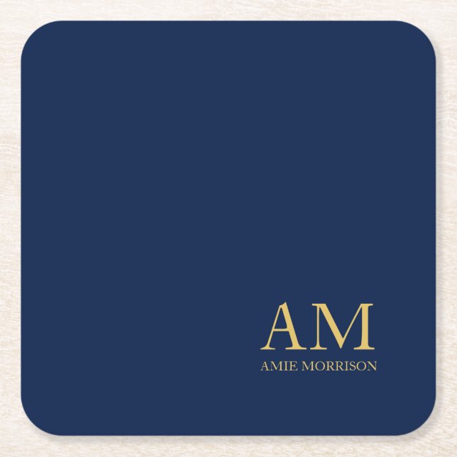 Dessous De Verre Carré Blue Gold Colours Professionnel Lettres initiales  (Devant)