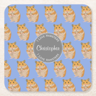 Dessous De Verre Carré Blue I love Hamsters Hamster Motif