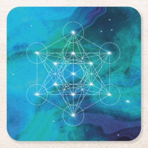 Dessous De Verre Carré Blue Métatron, sacred geometric