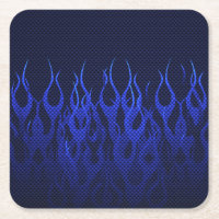 Blue Racing Flames on Carbon Fiber