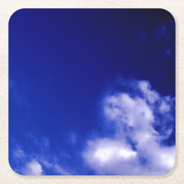 Dessous De Verre Carré Blue Sky Unique Chic Moderne Minimal (Devant)