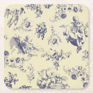 Dessous De Verre Carré Blue Toile France Pays Cherub Motif