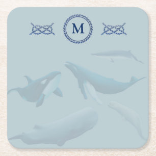Dessous De Verre Carré Blue Whales