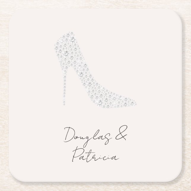 Dessous De Verre Carré Blush Diamond High Heel Chaussure Mariage (Devant)