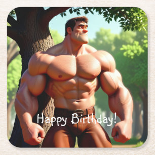 Dessous De Verre Carré Bodybuilder Anniversaire