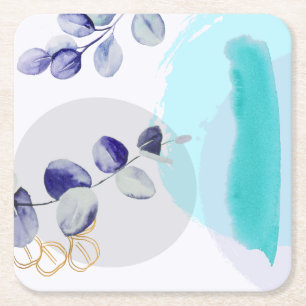 Dessous De Verre Carré Boho botanique cyan violet