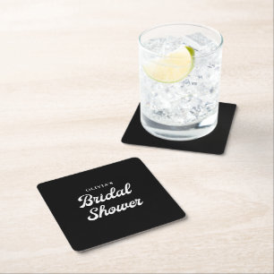 Dessous De Verre Carré Boho et Rétro Noir   Baby Shower de Mariage 