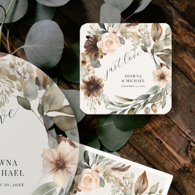 Dessous De Verre Carré BOHO Floral Fall Autumn Folift Muted Mariage (Créateur téléchargé)