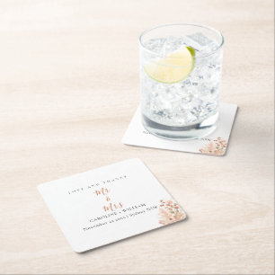 Dessous De Verre Carré Boho Floral Mariage