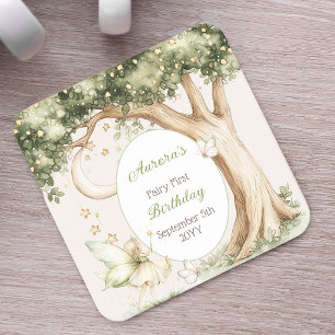 Dessous De Verre Carré Boho forêt aquarelle fée premier anniversaire
