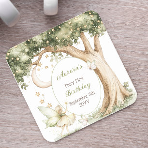 Dessous De Verre Carré Boho forêt aquarelle fée premier anniversaire