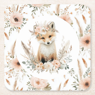 Dessous De Verre Carré Boho Fox Girl Woodland Party
