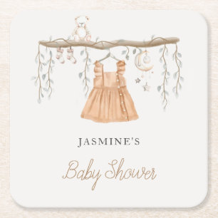 Dessous De Verre Carré Boho habillages Baby shower fille
