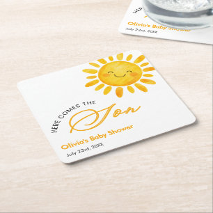 Dessous De Verre Carré Boho Mignon Voici venir le Soleil Baby Shower