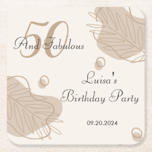 Dessous De Verre Carré Boho Modern Leaf Tous les âges Anniversaire