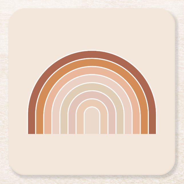 Dessous De Verre Carré Boho Rainbow Beige Terracotta (Devant)