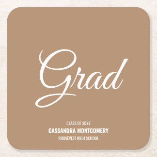 Dessous De Verre Carré Boho Tan Modern Graduation Party