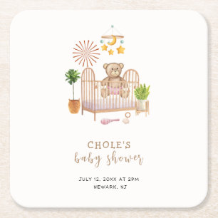 Dessous De Verre Carré Boho Teddy Bear Nursery Baby shower