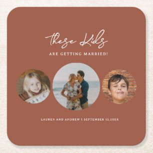 Dessous De Verre Carré Boho Terracotta Enfants Photo Mariage Enregistrer 