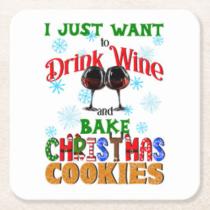 Dessous De Verre Carré Boire du vin et cuire des biscuits de Noël