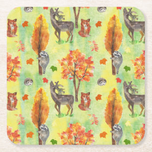 Dessous De Verre Carré Bois Animaux d'aquarelle