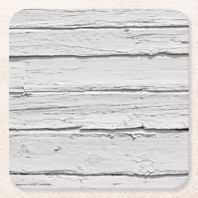 Dessous De Verre Carré Bois Patiné blanc (Devant)