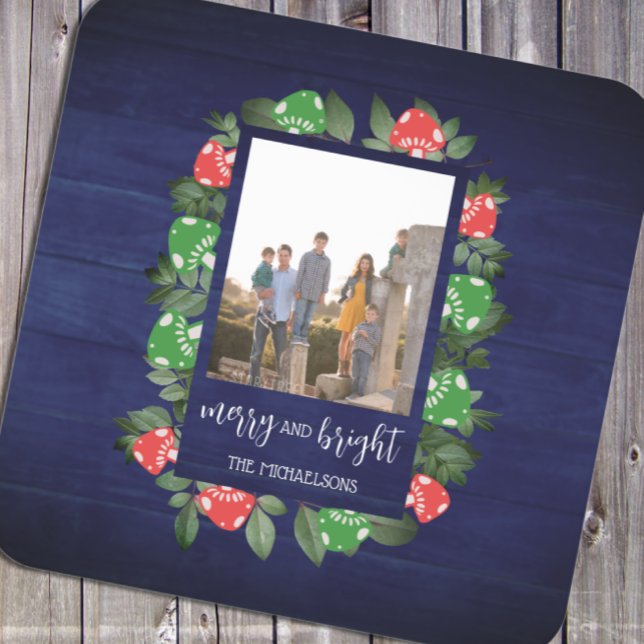 Dessous De Verre Carré Bois rustique Whimsical Mushrooms Noël (Créateur téléchargé)