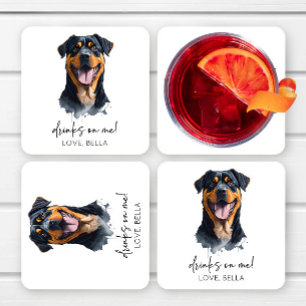 Dessous De Verre Carré Bois Sur Moi ! Mariage de chien Rottweiler