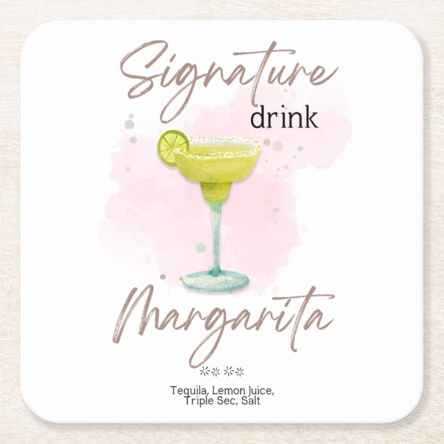 Dessous De Verre Carré Boisson de signature Margarita (Devant)