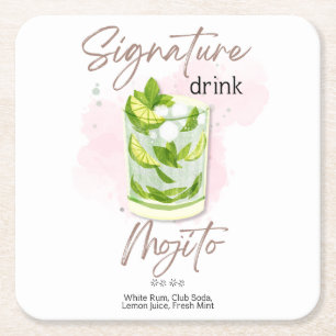 Dessous De Verre Carré Boisson signature Mojito