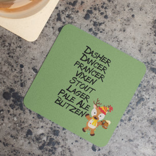Dessous De Verre Carré Boissons de bière de rennes de vacances Noël drôle