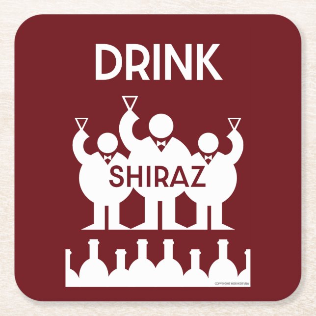 Dessous De Verre Carré Boissons de vins de Shiraz (Devant)