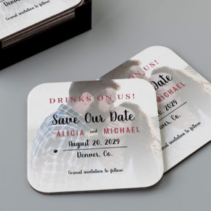 Dessous De Verre Carré Boissons sur nous simple mariage photo enregistrer