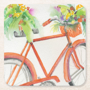 Dessous De Verre Carré Boîte à fleurs à vélo