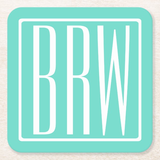 Dessous De Verre Carré Bold Modern | White on aqua (Devant)