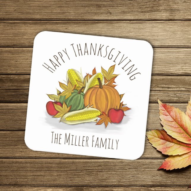 Dessous De Verre Carré Bon thanksgiving Automne Harvest Custom (Créateur téléchargé)