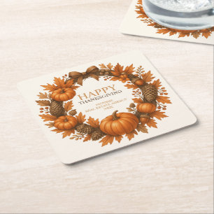 Dessous De Verre Carré Bon thanksgiving Autumn Wreath Élégant