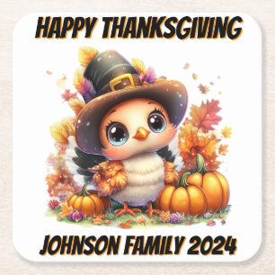Dessous De Verre Carré Bon thanksgiving Bébé mignon Turquie